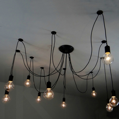 vintage county chandeliers 10 lights metal black painting dinning living rooms loft lights e26 e27