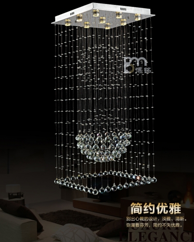 wholes square modern crystal chandelier stairs l600*w600*h1500mm crystal lamp home light