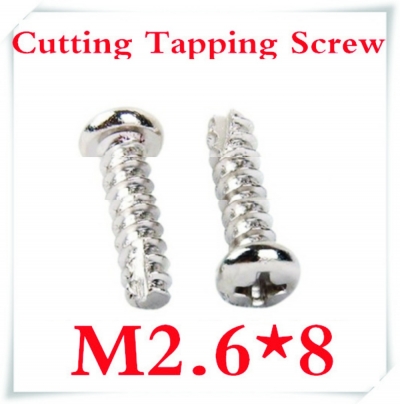 1000pcs/lot m2.6 x 8 2.6mm scrape point cross recessed pan head cutting tapping screws [screw-596]