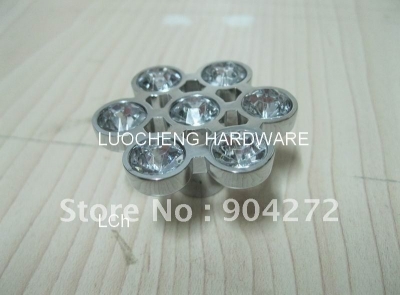 10PCS/ LOT FREE SHIPPING FLOWER CLEAR CRYSTAL KNOBS WITH ALUMINIUM ALLOY CHROME METAL PART [Crystal Cabinet Knobs 160|]