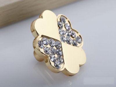 10Pcs K9 Crystal Glass Gold Love Heart Handle Knob Cabinet Door New (Diameter: 35MM) [K9 Crystal ?Cabinet ?Handle And]