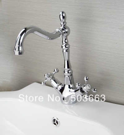 2 Handle Novel Surface Chrome Finish Kitchen Swivel Faucet Mixer Taps Vanity Brass Faucet L-9012