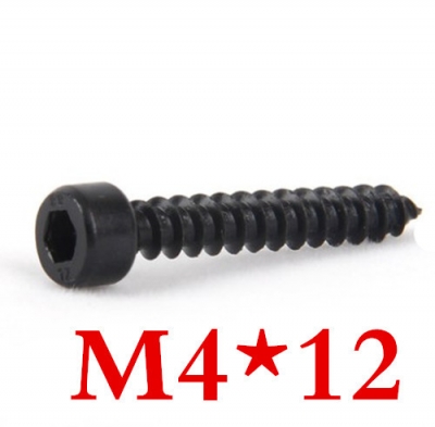 200pcs/lot m4*12 hex socket head self tapping screw grade 10.9 alloy steel with black