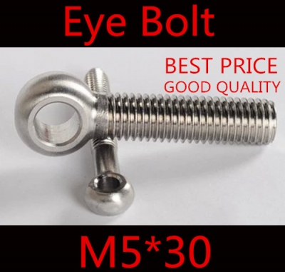 30pcs m5*30 m5 x 30 stainless steel eye bolt screw,eye nuts and bolts fasterner hardware,stud articulated anchor bolt