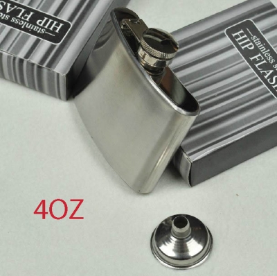 4OZ Stainless Steel Flagon With Filling Funnel Portable Hip Flask Gift Box Packing 113ML