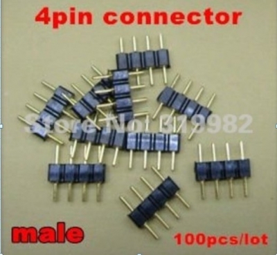 500pcs/lot 4pin rgb connector, pin needle, male type double 4pin, for led rgb strip connector