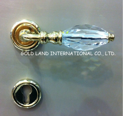 72mm Free shipping 2pcs handles with lock body+keys crystal glass bedroom door lock/luxurious hotel door lock