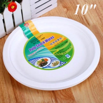 Disposable Plate 10" Natural Pulp Plate Biodegradable Can be Used In Micro Oven