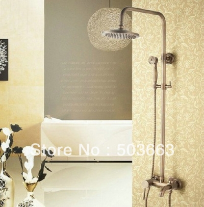 Fashion New style Free Shipping Wall Mounted Rain Shower Faucet Mixer Tap b0015 Antique Brass Bath Shower Set