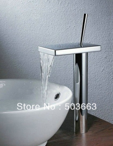 High Bathroom Basin Sink Wide Waterfall Spout Mixer Tap Chrome Faucet YS-5133