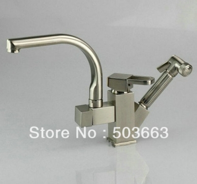 New Nickle Swivel Kitchen Brass Faucet Basin Sink Pull Out Spray Mixer Tap S-777