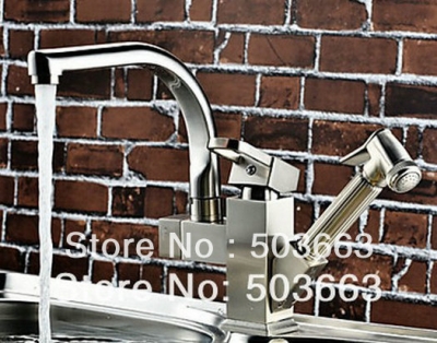 Pull Out Withdraw Brushed Nickel Bathroom Basin Sink Mixer Tap CM0191