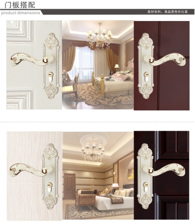 Zinc and copper clad Handle door lock Ivory white Both type(latch-bolt+Dead-bolt)Free Shipping(2 pcs/lot)