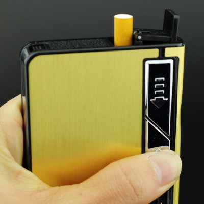 automatically ejection metal cigarette box with usb lighter electronic windproof flameless lighter case