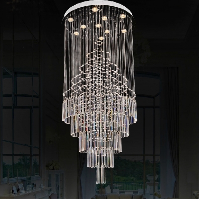 luxury modern k9 crystal chandelier lamps dia.600mm*h:1800mm/6 led light source for foyer el lighting fixture rainbow lamp