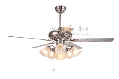 modern ceiling fans with 6 light kits for bed room coffee house living room lamp 48 inch 5 stainless steel blade fixture