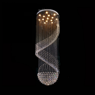 modern vanity large led crystal light chandelier spiral design lustres de cristal stair lighting for el decoration