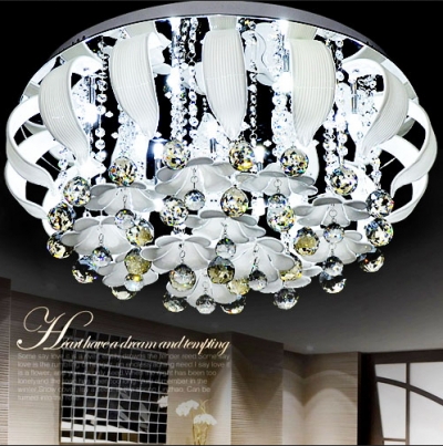 white flower modern led crystal ceiling lights fixture for bedroom surface mounted luster cristal restaurant kitchen foyer lamp