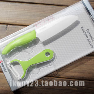 100% Original Brand Japan Kyocera Ceramic Knife 2 PCS Ceramic Knife Sets (Green Handle)