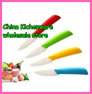 3" Fruit ABS Straight handle ceramic knife with Scabbard + retail box ,4 color select. 1PCS/lot