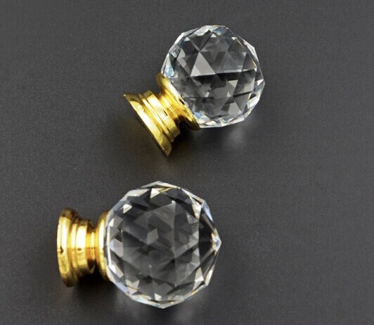 35mm diameter white K9 crystal diamond knobs for drawer/cupboard
