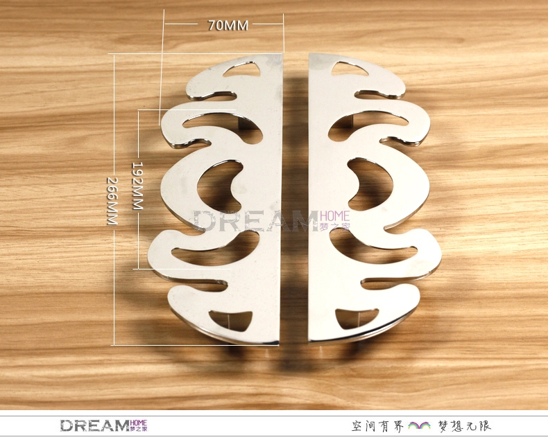 002 a pair of 194mm hole distance grand hallowed-out mirror silvery alloy handles for drawer/wardrobe/cabinet