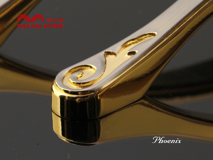 5010-128 128mm hole distance double-color gold antiqued alloy handles with phoenix pattern for drawer/wardrobe/cabinet