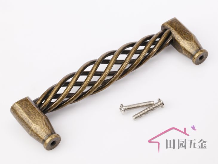 MH-128Q 128mm hole distance long bird-cage shaped bronzed antiqued alloy handle for drawer/cupboard/cabinet