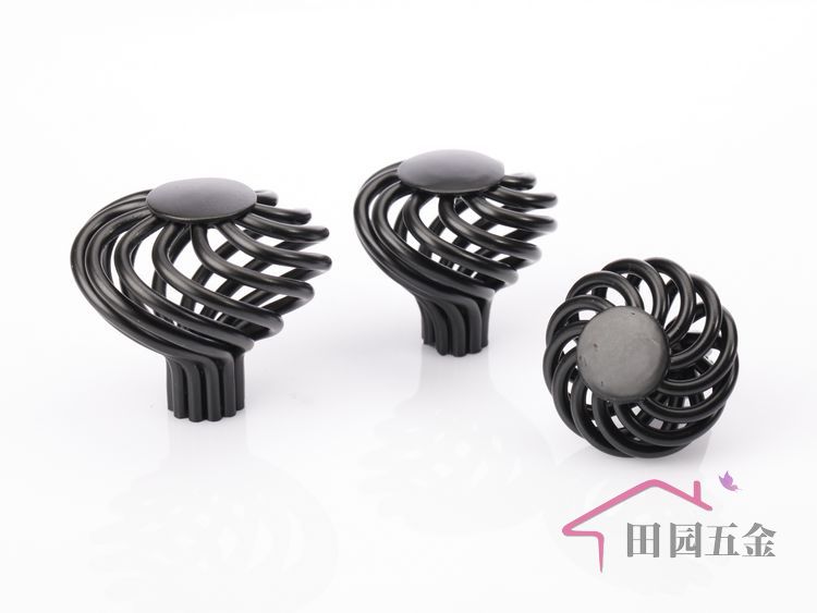 MP33 single hole small round bird-cage shaped black antiqued alloy knob for drawer/cupboard