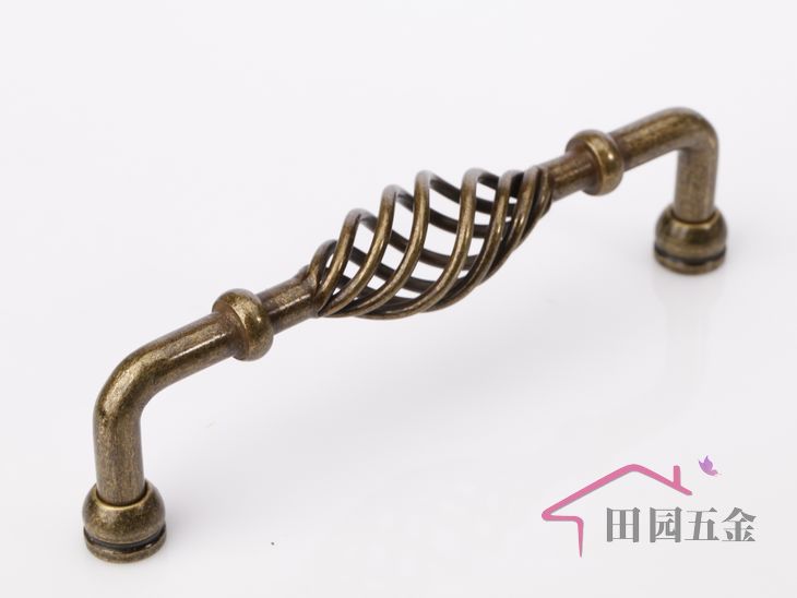 MU-128Q 128mm hole distance long banded bird-cage shaped bronzed antiqued alloy handle for drawer/cupboard/cabinet