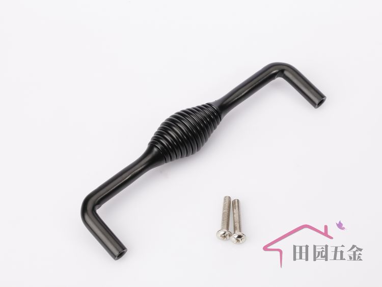MUB-128 128mm hole distance long banded spiral bird-cage shaped black antiqued alloy handle for drawer/cupboard/cabinet
