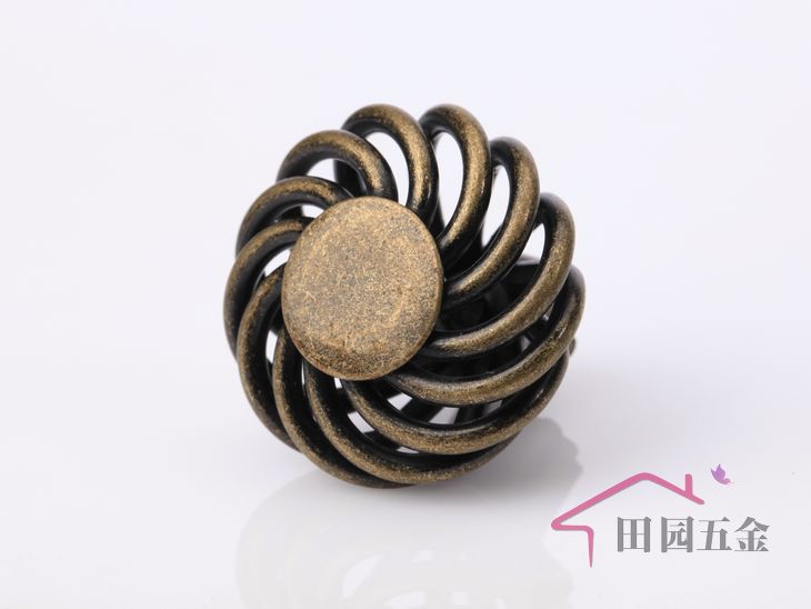 P33Q single hole small round bird-cage shaped bronze antiqued alloy knob for drawer/cupboard/cabinet