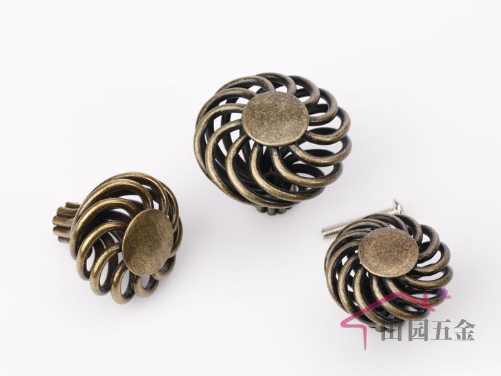 P45Q single hole small round bird-cage shaped bronze antiqued alloy knob for drawer/cupboard/cabinet