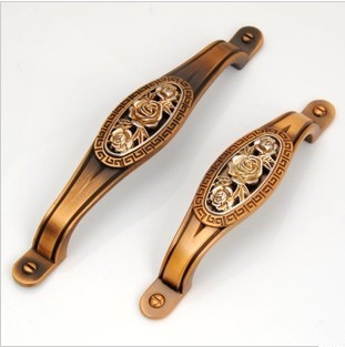 Free Shipping 10pcs 64mm Brown Bronze Wardrobe Dresser Handles with Carve Rose Modern Carved Furniture Door Cabinet Classical