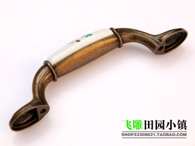 AA09AB 96mm large long and flat bonze-colored tulip ceramic handle for drawer/wardrobe/cupboard