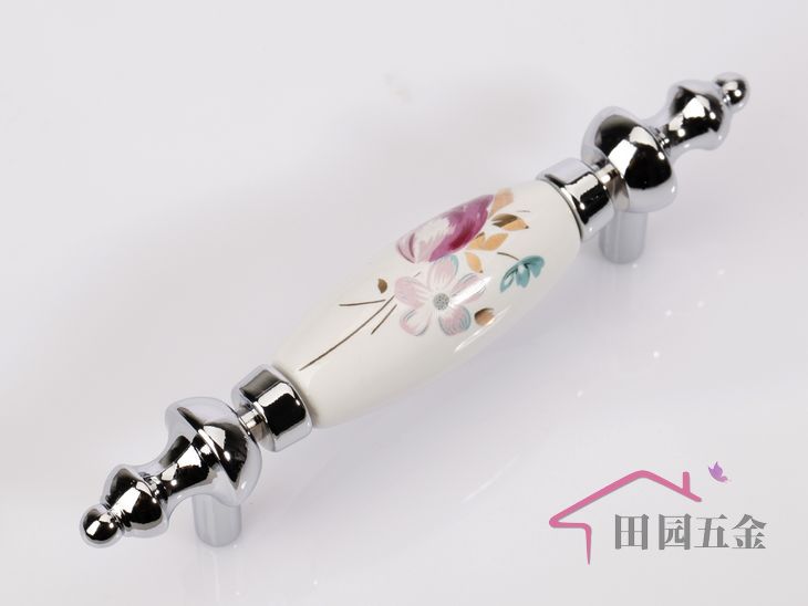 AK09PC 76mm long and fat brilliant silvery tulip ceramic handle for drawer/wardrobe/cupboard