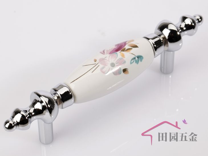 AK09PC 76mm long and fat brilliant silvery tulip ceramic handle for drawer/wardrobe/cupboard