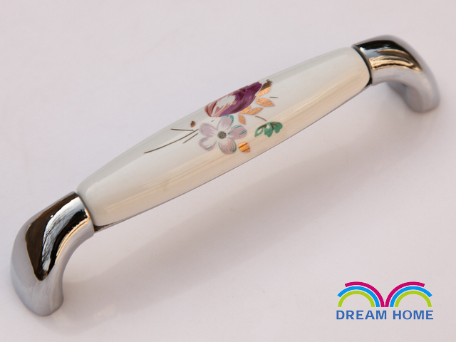 AAQ09PC 128mm bright silvery tulip ceramic handle for drawer/wardrobe/cabinet