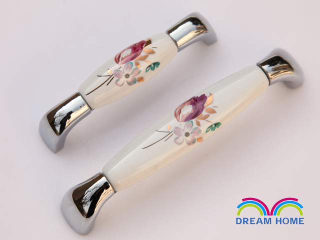 AAQ09PC 128mm bright silvery tulip ceramic handle for drawer/wardrobe/cabinet