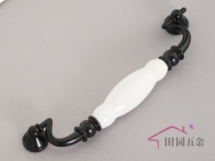 AE00B 150mm hole distance black and white ceramic haul handle for drawer/wardrobe/cupboard/cabinet