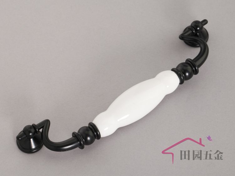 AE00B 150mm hole distance black and white ceramic haul handle for drawer/wardrobe/cupboard/cabinet