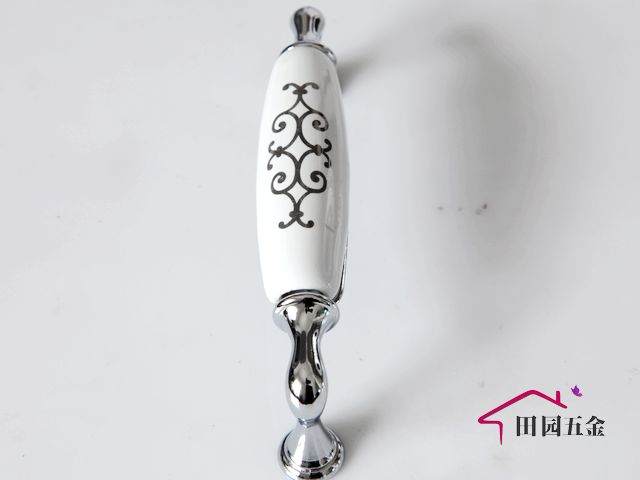 AG99PC 128mm grand long and bend silver flower ceramic handles for cabinet door