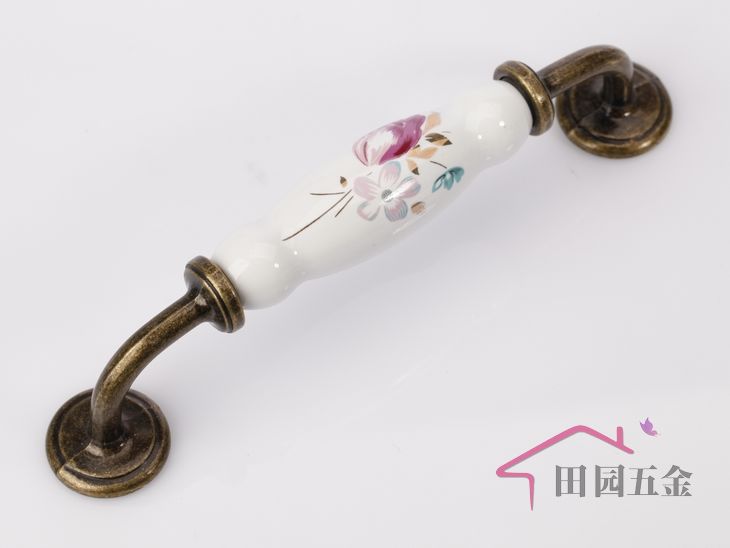 AI09AB 128mm bridge-shaped bronze tulip ceramic handle for drawer/wardrobe/cupboard