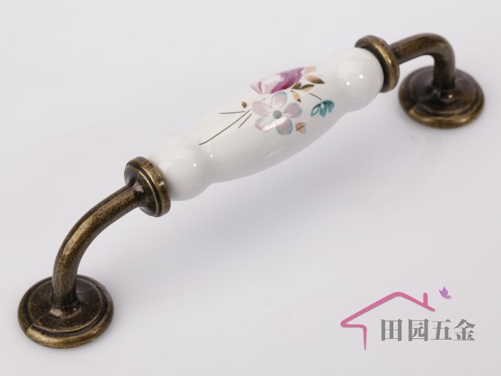 AI09AB 128mm bridge-shaped bronze tulip ceramic handle for drawer/wardrobe/cupboard