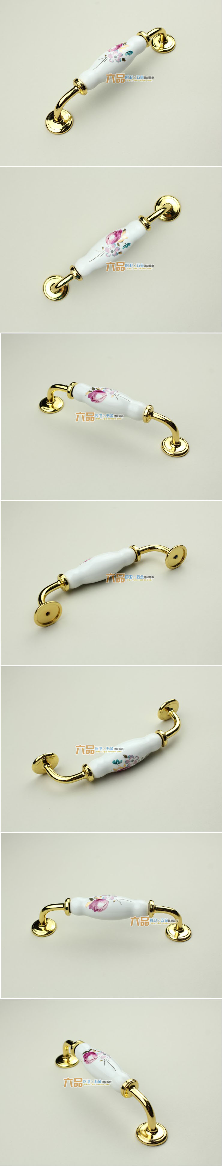 AI09BGP 128mm bridge-shaped bright golden tulip ceramic handle for drawer/wardrobe/cupboard