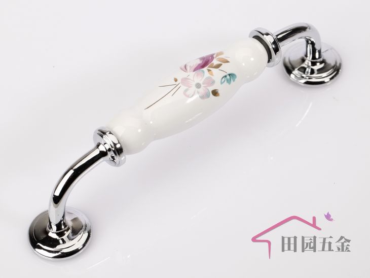 AI09PC 128mm bridge-shaped bright silvery tulip ceramic handle for drawer/wardrobe/cupboard