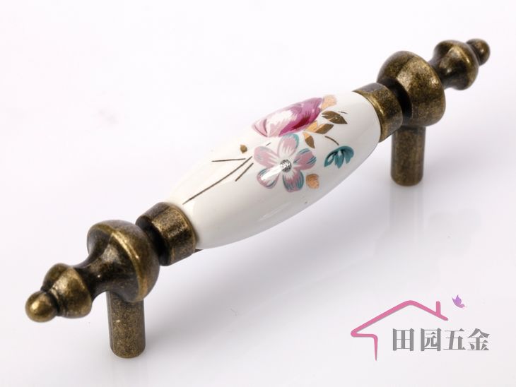 AK09AB 76mm long and fat bronze-colored tulip ceramic handle for drawer/wardrobe/cupboard