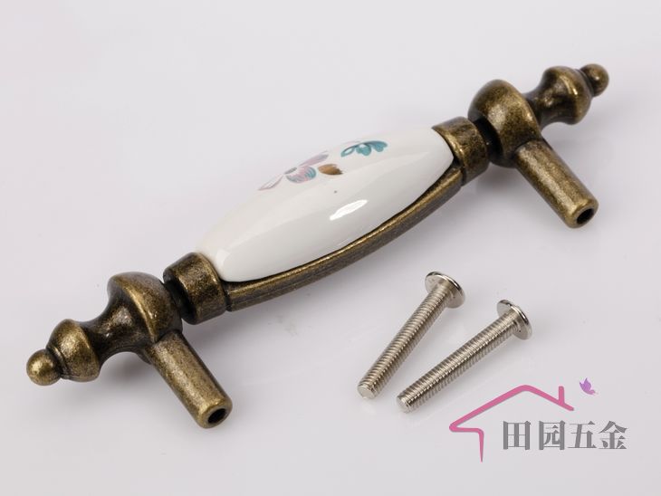 AK09AB 76mm long and fat bronze-colored tulip ceramic handle for drawer/wardrobe/cupboard