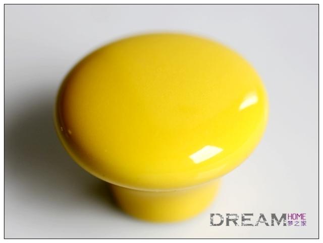 AP38CY 38mm diameter large round yellow ceramic knob for drawer/wardrobe/cupboard