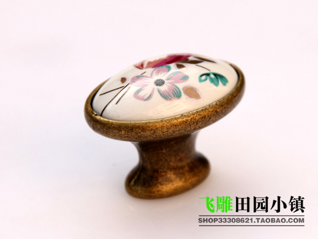 AT09AB small oval bronze tulip green acient ceramic knob for drawer/wardrobe/cupboard